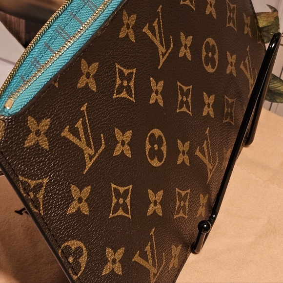Louis Vuitton Neverful MM Turquoise Pochette, Box,Ribbon & Dust Bag - Picture 8 of 16